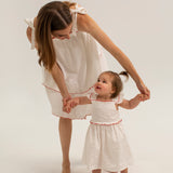 Harriet Cotton Dress - White/Red