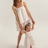 Harriet Cotton Dress - White/Red