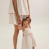 Harriet Cotton Dress - White/Red