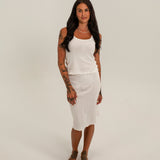 Women's Ava Cotton Rib Pointelle Skirt - White