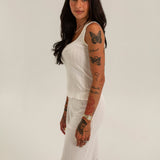 Women's Ava Cotton Rib Pointelle Skirt - White