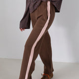 Women's Benny Cotton Racer Pants - Chocolate/Pink