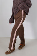Women's Benny Cotton Racer Pants - Chocolate/Pink