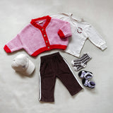 Zuri Contrast Knit Cardigan - Pink/Red