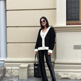 Adult Maeve Contrast Knit Cardigan - Black/Cream
