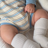 Mattie Stripe Cotton Bodysuit - Cream/Blue Stripe