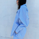 Adult Isla Stripe Cotton Set - Blue/White/Navy Stripe