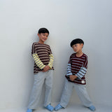 Rowan Stripe Cotton Long Sleeve Tee - Brown/Yellow Stripe