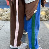 Elio Cotton Racer Pants - Chocolate/Pink