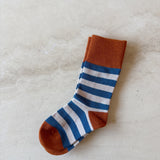 Cotton Stripe Socks - Cider/Blue