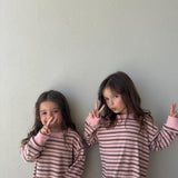 Hallie Stripe Rib Cotton Dress - Pink/Chocolate Stripe