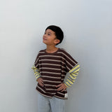 Rowan Stripe Cotton Long Sleeve Tee - Brown/Yellow Stripe