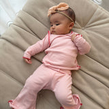 Florence Rib Flare Set - Pink/Red