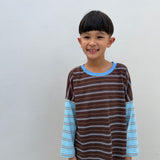 Rowan Stripe Cotton Long Sleeve Tee - Cocoa/Blue Stripe