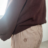 Women's Celia Cotton Stripe Pants - Caramel/White Stripe