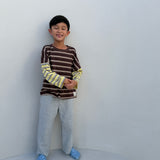 Rowan Stripe Cotton Long Sleeve Tee - Brown/Yellow Stripe
