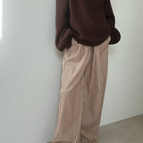 Women's Celia Cotton Stripe Pants - Caramel/White Stripe