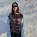 Women's Kennedy Stripe Long Sleeve Tee - Cocoa/Blue Stripe