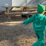 Sporty Puff Print Cotton Hoodie Tracksuit Set - Emerald
