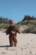 Sporty Puff Print Cotton Hoodie Tracksuit Set - Cocoa