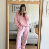 Women's Sporty Cotton Tracksuit Pants - Pink