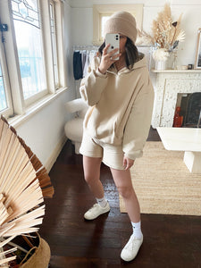 Adult Rumi Logo Hoodie Shorts - Beige