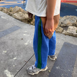 Elio Cotton Racer Pants - Royal Blue/Green