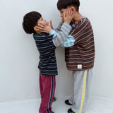 Rowan Stripe Cotton Long Sleeve Tee - Cocoa/Blue Stripe