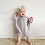 Reef Checkerboard Knit Romper - Lilac/Oat