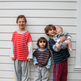 Rowan Stripe Cotton Long Sleeve Tee - Poppy/Cream Stripe