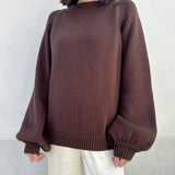 Adult Bea Cotton Knit Jumper - Coffee