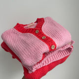 Adult Maeve Contrast Knit Cardigan - Red/Pink
