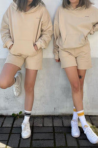 Adult Rumi Logo Hoodie Shorts - Beige