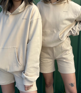 Adult Rumi Logo Hoodie Shorts - Beige