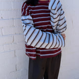 Women's Kennedy Stripe Long Sleeve Tee - Maroon/Blue Stripe