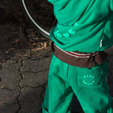 Sporty Puff Print Cotton Hoodie Tracksuit Set - Emerald