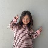 Hallie Stripe Rib Cotton Dress - Pink/Chocolate Stripe