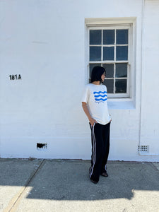 Adult Faye Relaxed Wave Tee - White/Blue