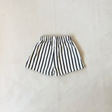 Benji Stripe Cotton Shorts - Cream/Cocoa Stripe