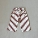Billie Stripe Cotton Pants - Cream/Maroon Stripe