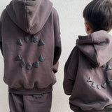 Sporty Puff Print Cotton Hoodie Tracksuit Set - Charcoal