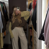 Women's Kennedy Stripe Long Sleeve Tee - Brown/Yellow Stripe