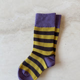 Cotton Stripe Socks - Lilac/Saffron