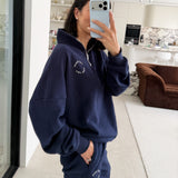 Women's Anja Cotton Circle Logo Tracksuit Pants - Navy