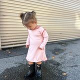 Florence Rib Long Sleeve Dress - Pink/Red