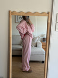 Women's Sporty Cotton Tracksuit Pants - Pink