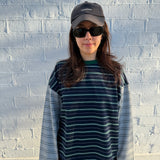 Women's Kennedy Stripe Long Sleeve Tee - Navy/Grey Stripe