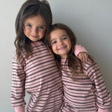Hallie Stripe Rib Cotton Dress - Pink/Chocolate Stripe
