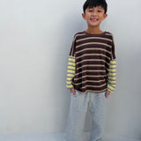 Rowan Stripe Cotton Long Sleeve Tee - Brown/Yellow Stripe