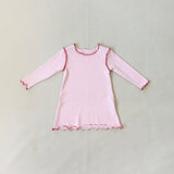 Florence Rib Long Sleeve Dress - Pink/Red